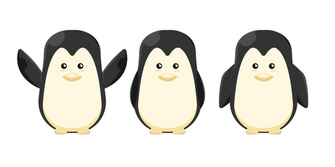Obraz premium Cartoon doll penguin for kids on isolated background, Vector illustration.