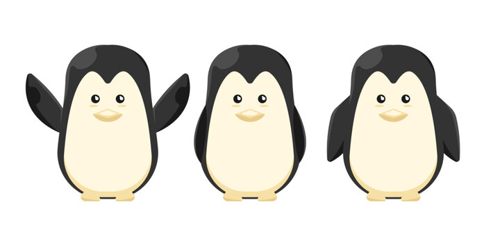 Cartoon doll penguin for kids on isolated background, Vector illustration.
