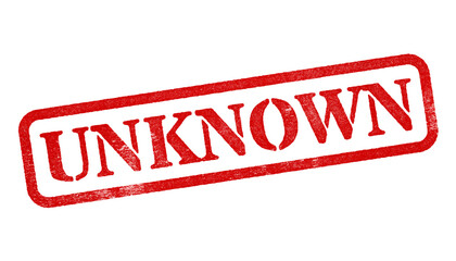 Unknown red rubber stamp isolated on transparent background with distressed texture effect