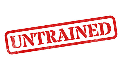 Untrained red rubber stamp isolated on transparent background with distressed texture effect