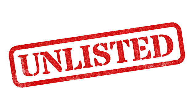 Unlisted red rubber stamp isolated on transparent background with distressed texture effect
