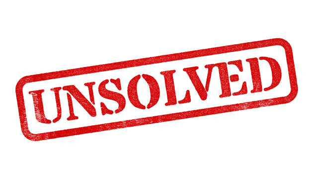 Unsolved red rubber stamp isolated on transparent background with distressed texture effect