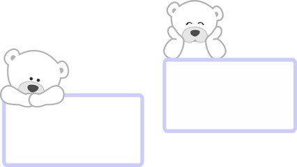 cute baby polar bear cartoon banner empty copy space pack collection in vector format