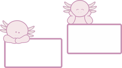 cute baby axolotl cartoon banner empty copy space pack collection in vector format