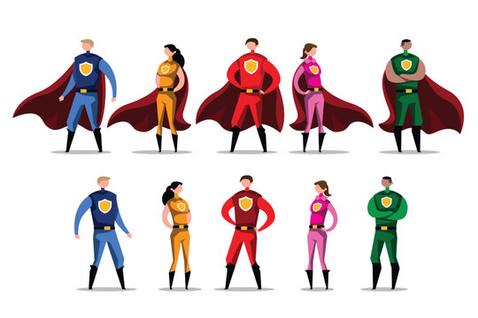 VECTOR EPS10 - security team in same uniform, character cartoon style.