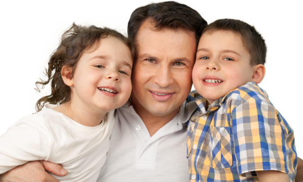 Happiness Family, a father with two child - Powered by Adobe