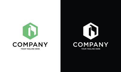 Abstract building and hexagon house letter H logo