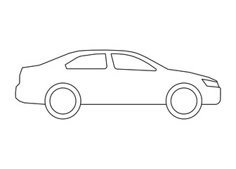 Car sedan transport model coloring line icon. Own passenger transport, automobile for travel. Vector sign outline - obrazy, fototapety, plakaty