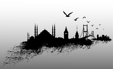 Istanbul City Skyline Vector Illustration.