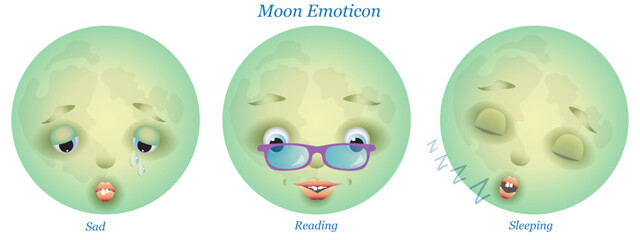 Funny emoticon with the face of the moon