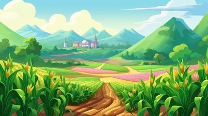 Fototapeta na wymiar The fertile countryside grows organic maize. (Illustration, Generative AI)