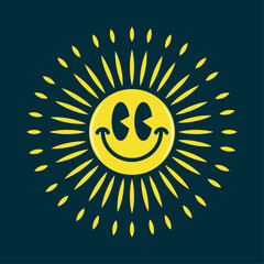 Happiness smiling face emoji, shining like a sun