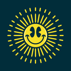 Happiness smiling face emoji, shining like a sun