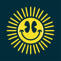 Happiness smiling face emoji, shining like a sun