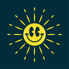 Fototapeta premium Happiness smiling face emoji, shining like a sun