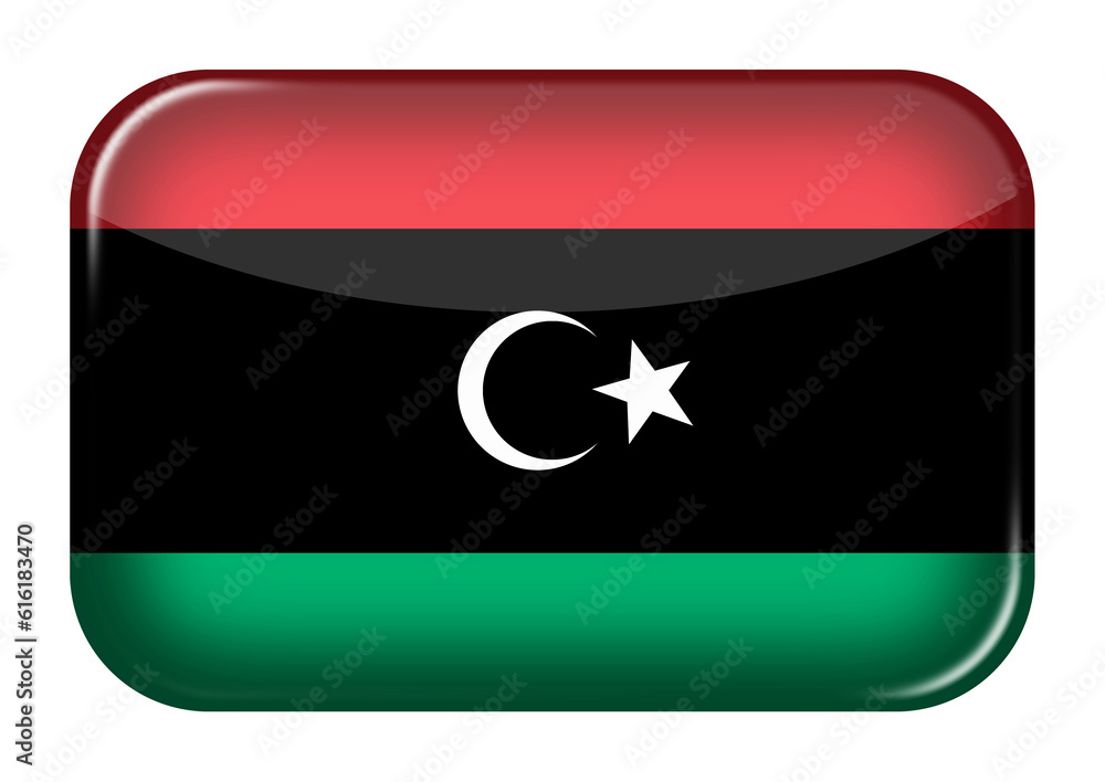 Poster libya web icon rectangle button with clipping path 3d illustration