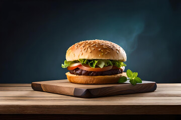 hamburger on blue background