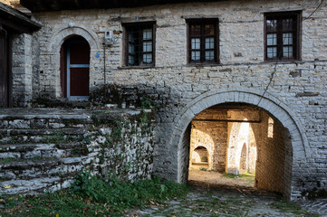 Fototapeta na wymiar Stone houses of traditional architecture in Koukouli, at Zagori,Greece