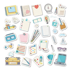 Stationery items sticker set
