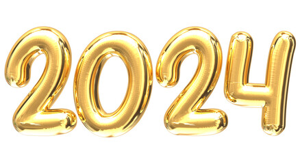 Number 2024 Gold 3D Render
