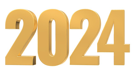 Number 2024 Gold 3D Render