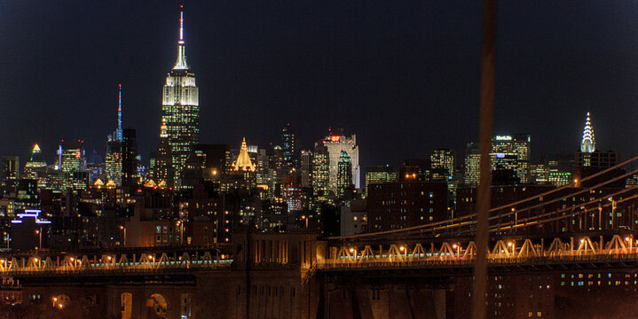 Brooklyn bridge and empire state manhattan new york