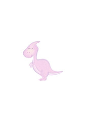 rysunek różowego, zadowolonego dinozaura © Paulina