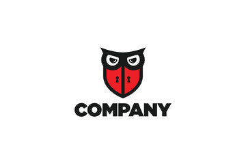 Creative logo design designated to a real estate or locksmith business. This logo design depicts an owl shaped like two doors. 