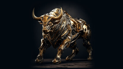 Muscular and retouched metal bull Hd Wallpaper