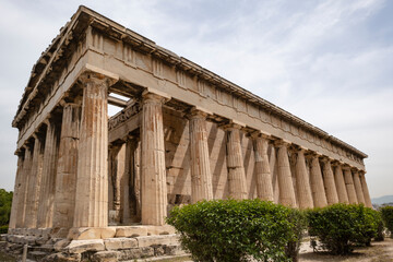 Closeup and Skewed View of Temple of Hephaestus in the Ancient Agora of Athens