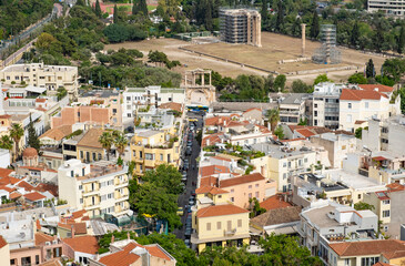 A View of Hadrian's Arch OR Gate and The Temple of Zeus from the Acropolis of Athens Greece