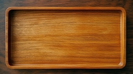 Rectangular surface of a brown wooden tray, showcasing the natural beauty and texture of the wood, creating a warm and organic backdrop. Generative Ai