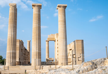 A Close up View of the Temple of Athena on Lindos Acropolis Greece