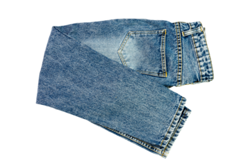 blue jeans denim pants composition modern women's and men's fashion pants texture isolated on white background - clipping path