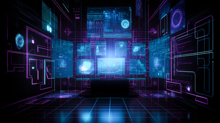 未来のコンピュータデバイスのデジタルデータのイメージ　Generative AI