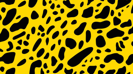 Fototapeta na wymiar Yellow Animal Print Wallpaper or Background Pattern - Leopard Dots and Stripes - Generative AI