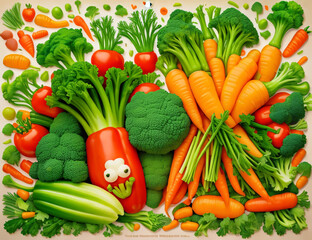 Wholesome Vegetable Delights: Fresh and Healthy Food Illustration | AI-Generated Artwork