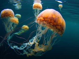 Medusas en el mar