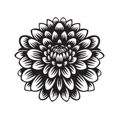 Black silhouette of a beautiful vintage flower isolated on white. tattoo vector illustration