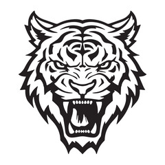 Vector illustration angry tiger head isolated on white background