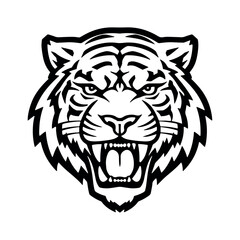 Angry tiger head isolated on white background, vector illustration.