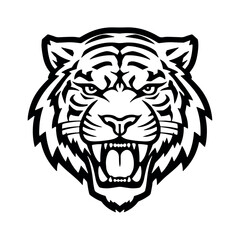 Obraz premium Angry tiger head isolated on white background, vector illustration.