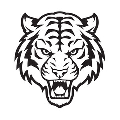 Angry tiger head isolated on white background, vector illustration. Tiger head mascot team logo