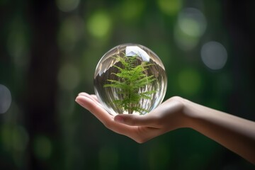 environment social governance concept Hand holding globe