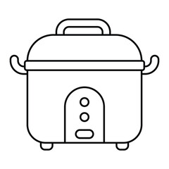 rice cooker outline illustration on white background doodle