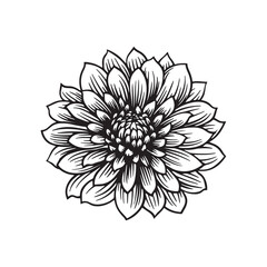 Black and white simple flower. Vector illustration