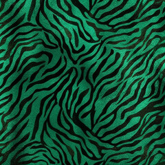 Dark Green Animal Print Wallpaper or Background Pattern - Leopard Dots and Stripes - Generative AI