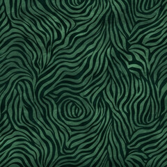 Dark Green Animal Print Wallpaper or Background Pattern - Leopard Dots and Stripes - Generative AI
