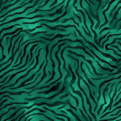 Fototapeta premium Dark Green Animal Print Wallpaper or Background Pattern - Leopard Dots and Stripes - Generative AI