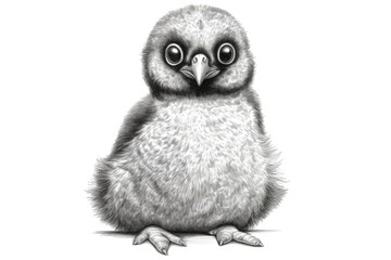 Cute Penguin drawing on white background - generative AI